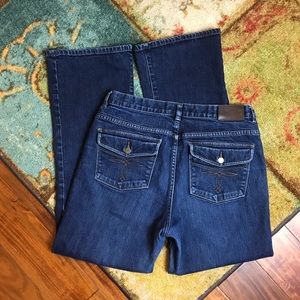 Ralph Lauren Western Embroidered Snap Pocket Classic Bootcut Dark Jeans Size 12